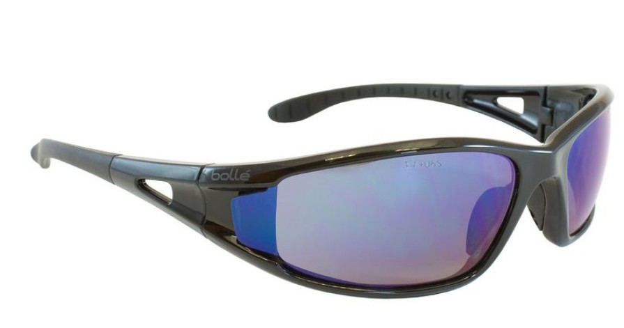 Ppe & Work Wear * | Bolle Safety Lowrider Safety Glasses With Blue Mirror Lens And Black Frame Cut Price