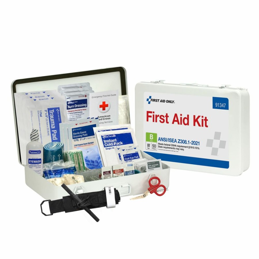 Safety & First Aid * | First Aid Only Ansi B 50 Person Metal Ansi 2021 Compliant First Aid Kit Premium