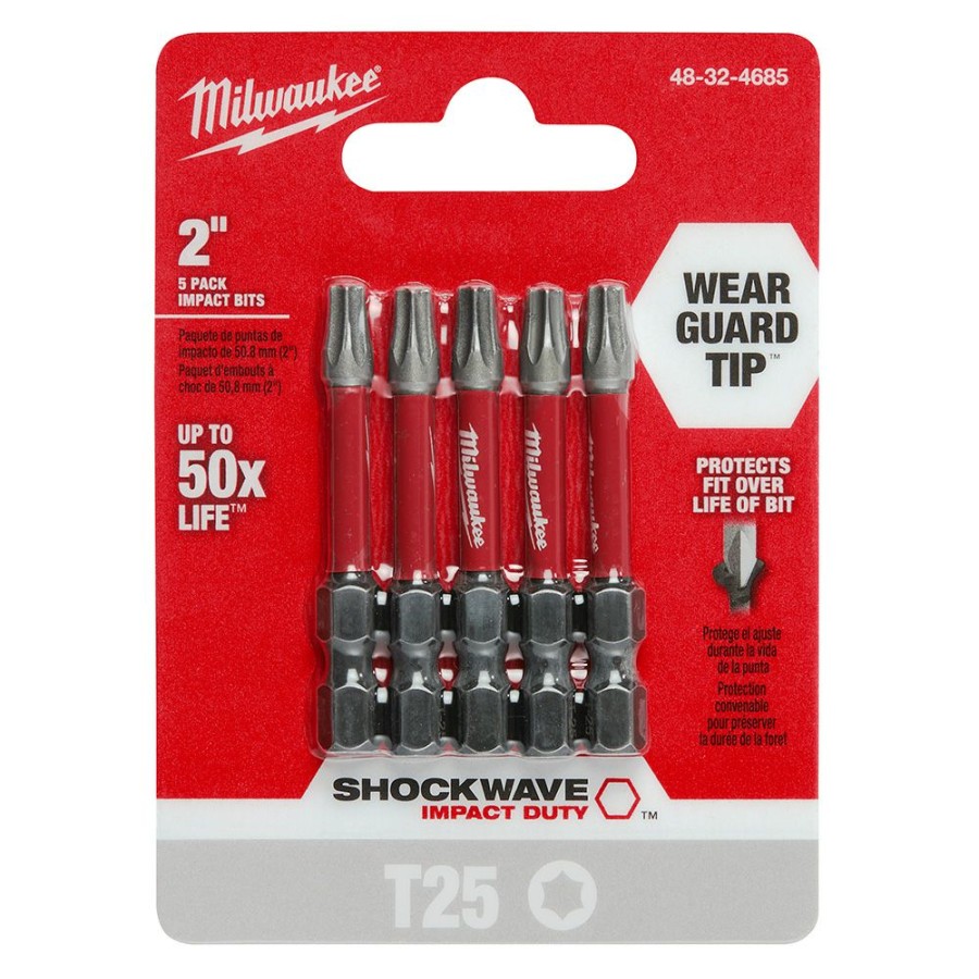 Tools * | Milwaukee Shockwave 2 Inch Power Bit Torx T25 (5 Pack) Milwaukee Electric Tool Fashion