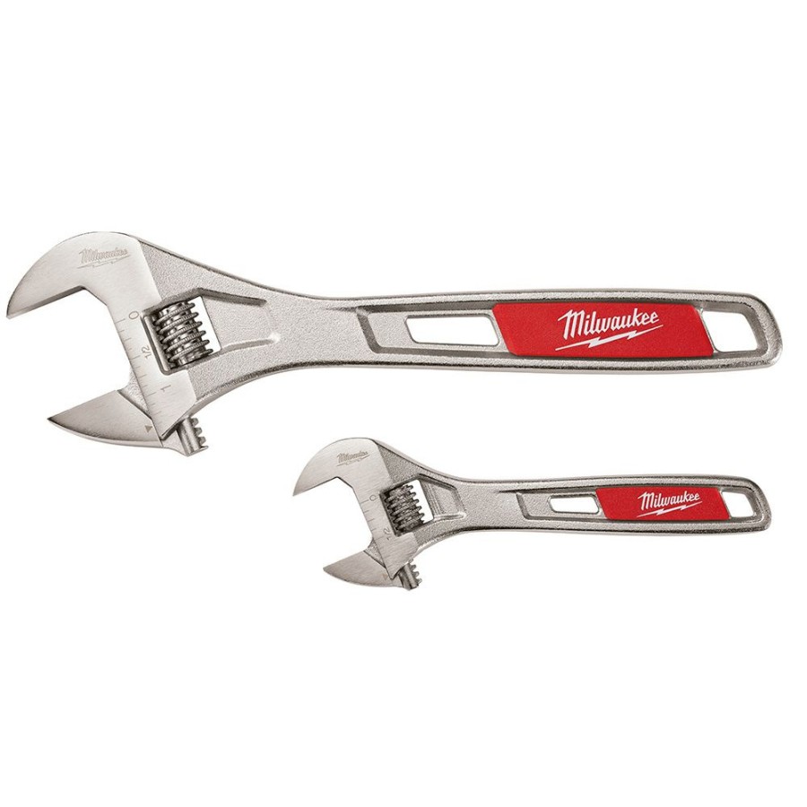 Tools * | Milwaukee 6 Inch And 10 Inch Adjustable Wrench 2 Piece Set Milwaukee Electric Tool Reliable Quality