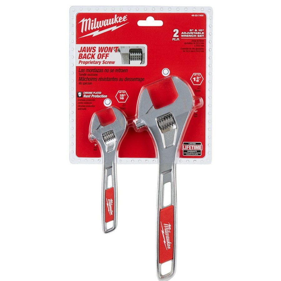 Tools * | Milwaukee 6 Inch And 10 Inch Adjustable Wrench 2 Piece Set Milwaukee Electric Tool Reliable Quality