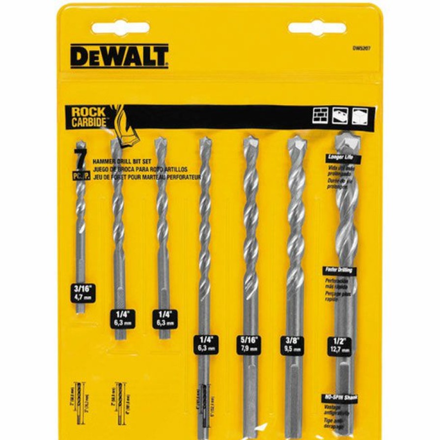 Tools * | Dewalt 7 Piece Round Hammer Drill Bit Set Featured