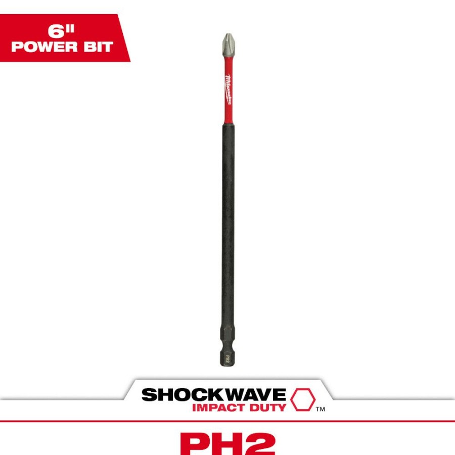 Tools * | Milwaukee Shockwave 6 Inch Impact #2 Phillips Bits Milwaukee Electric Tool Flash Sale