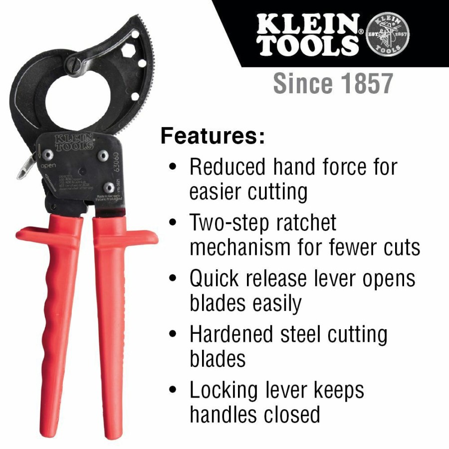 Tools * | Klein Tools Ratcheting Cable Cutter High Quality