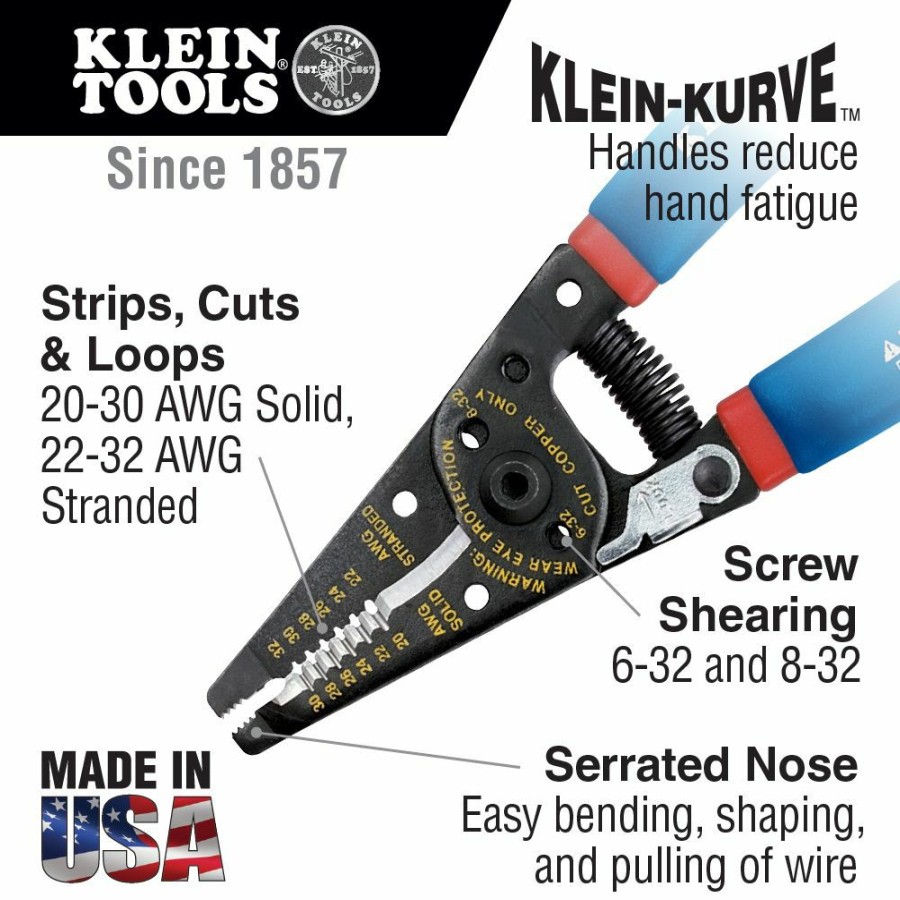 Tools * | Klein Tools 11057 Kurve Wire Stripper/Cutter For 20-30 Awg Solid And 22-32 Awg Stranded Wire Less Expensive