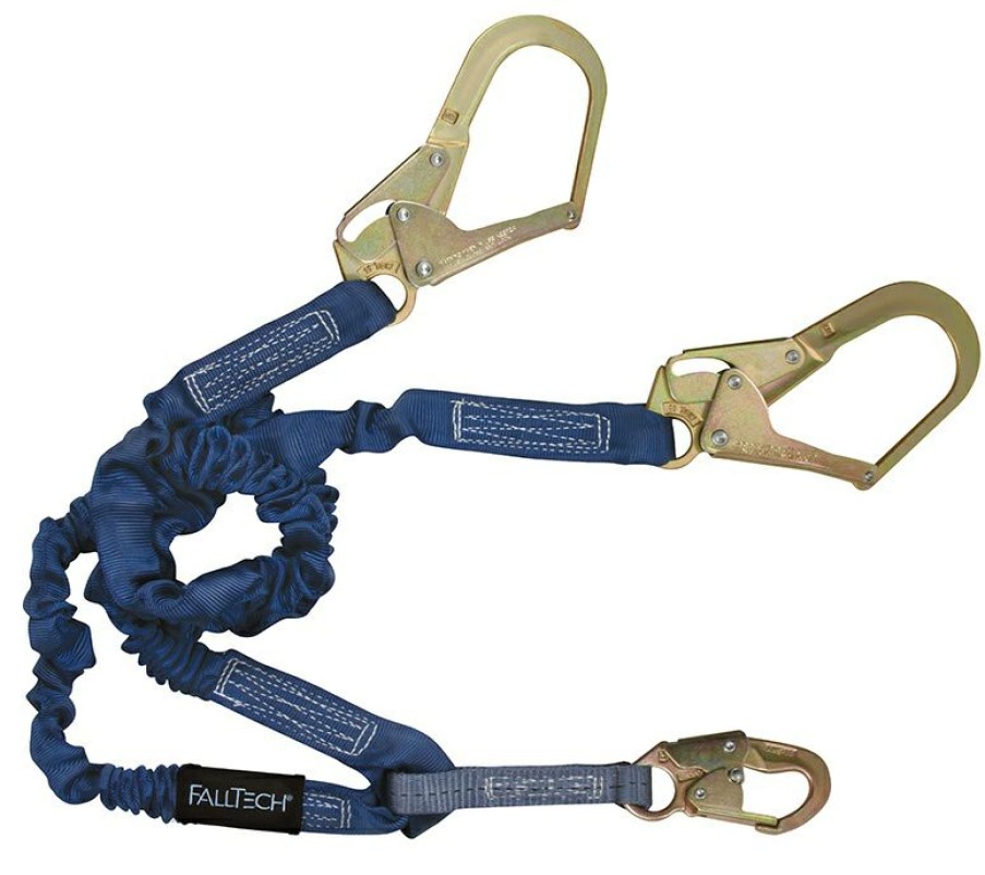 Fall Protection * | Falltech Elastech Shock Absorbing Twin Leg Lanyard With Steel Rebar Hooks New Arrivals